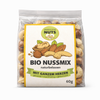 Bio Nussmix naturbelassen 60g von Awesome Nuts – transparente Verpackung mit Cashews, Haselnüssen und Walnüssen, ungeröstet und ungesalzen
